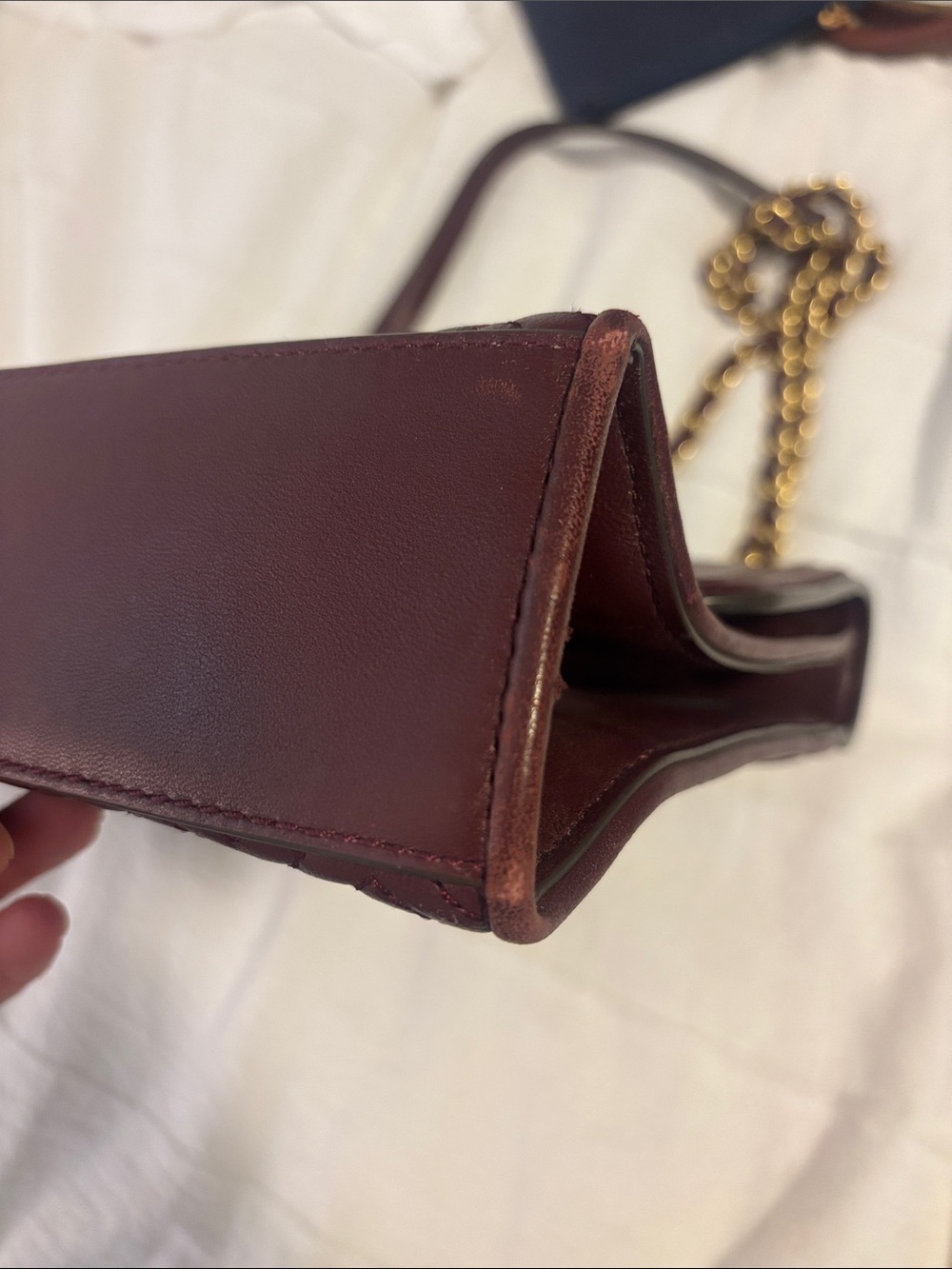 Tory Burch Burgundy “Kira” Quilted Leather Chain Crossbody - Picture 5 of 10